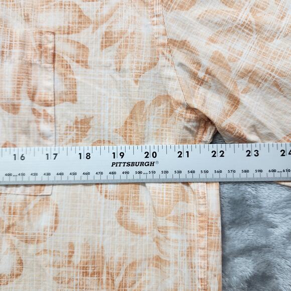 Moda Campia Moda Shirt Mens M Orange White Floral Cotton Short Sleeve Button Up - Picture 7 of 9